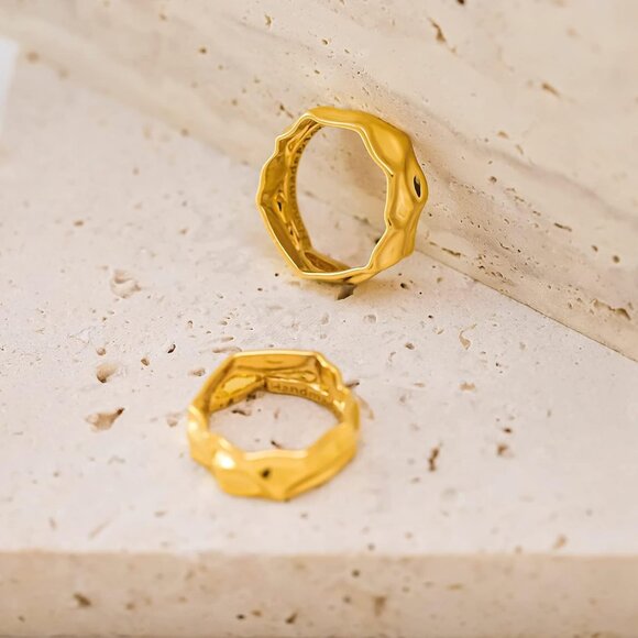 Dainty Stacking Ring Statement Ring Eternity Bands Jewelry Gift 14K Gold Plated - Picture 5 of 7